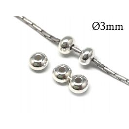 Sterling Silver 3mm Spacer Beads for Jewelry Making. Wholesale - 925Express