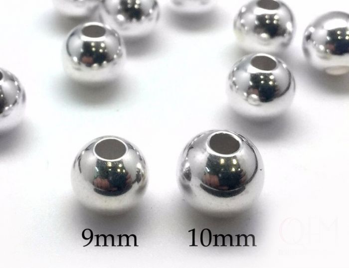 10mm Seamless Round, Sterling Silver Beads (5 Pieces)
