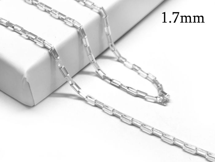 Sterling Silver Chain - Rhodium Plated over Sterling Silver, Unfinished  Bulk Chain, Cable Oval, Cable Chain
