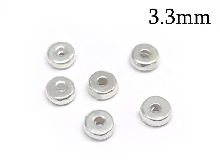 30pc 8x2mm Dotted Rondelle Large-Hole Spacer Beads, Antique Silver