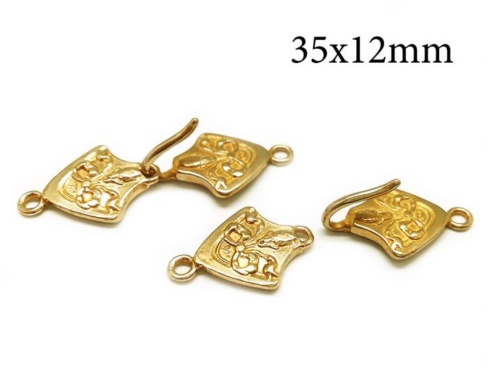 Brass Hook and Eye Clasp with bow 35x12mm