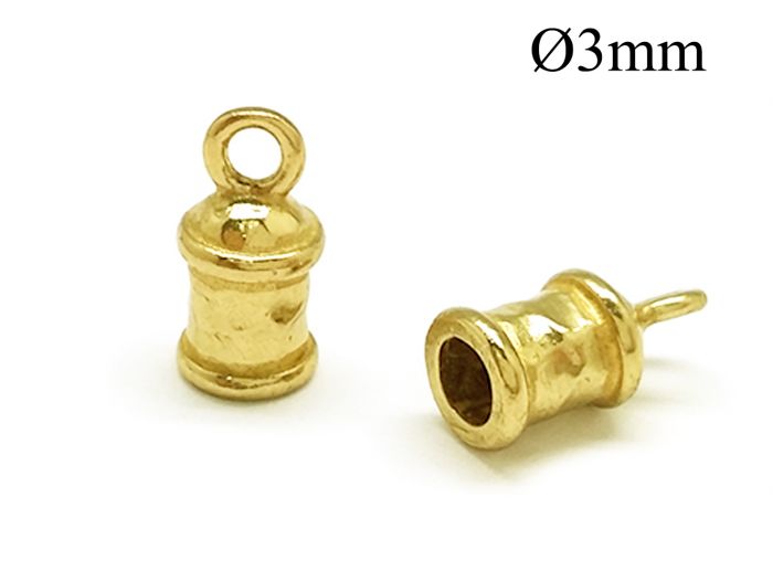 Brass Leather Cord End Cap ID3mm with 1 loop