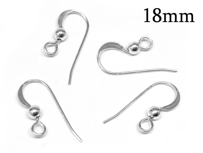 S925 Sterling Silver Earring Hooks, Light Silver Colour 18mm - 4