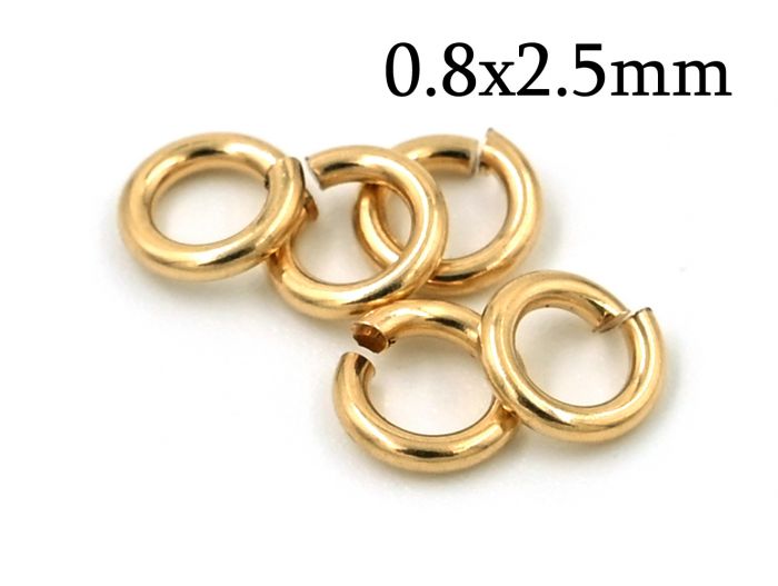 Gold Filled Open Jump Rings 0.8x2.5mm 20 Gauge 2.5mm Inside Diameter