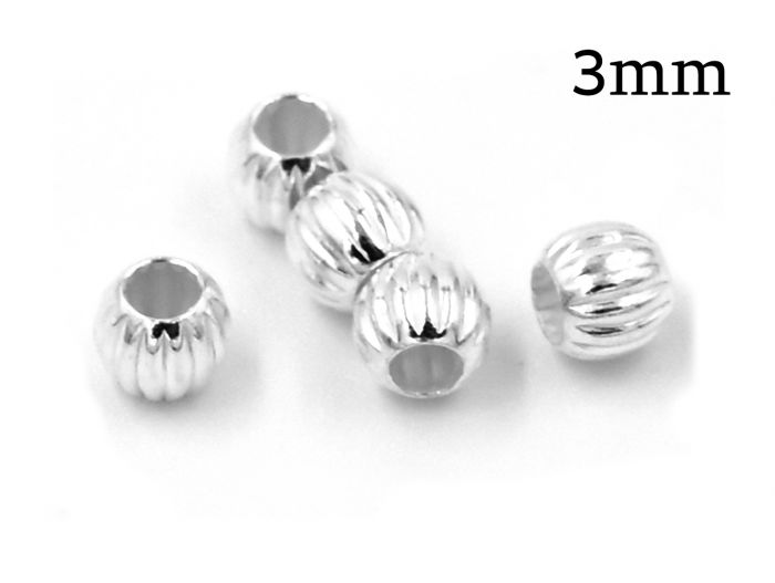 3mm, 4mm, 5mm & 6mm .925 Round Sterling Silver Beads, No Seam, Small Hole,  Beautiful Sterling Silver Beads for Jewelry Making (3mm Round .925 Sterling