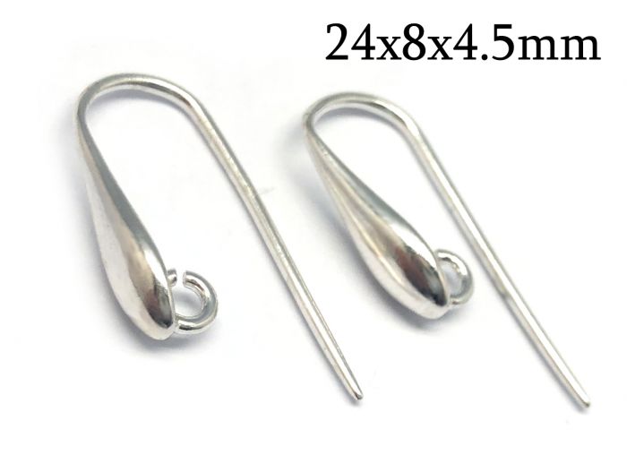 4 Oxidized Sterling Silver Earring Hook 4 Pcs (2 pairs) 925 Silver Earring  Wire Findings (20mm) G30353