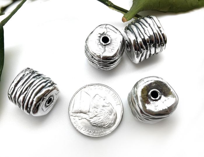 200pcs Beautiful Mellon Spacer Beads 10mm Metal Beads Sterling Silver Plated Silver Beads | Cf109-10, Size: Large