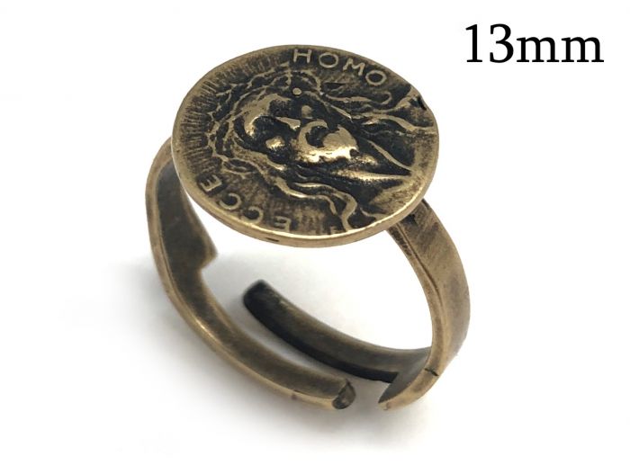 com226 10b brass adjustable ring sizes 7 10us with ancient roman coin 13mm
