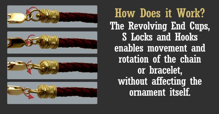 Brass Revolving End caps Rope Inside diameter 4mm with 1 loop